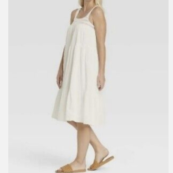 Universal Thread Crocheted Trim Tiered Skirt Midi Dress 100% White Cotton XXL - Picture 2 of 11